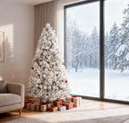 Flocked Artificial Christmas Tree with Clear Lights