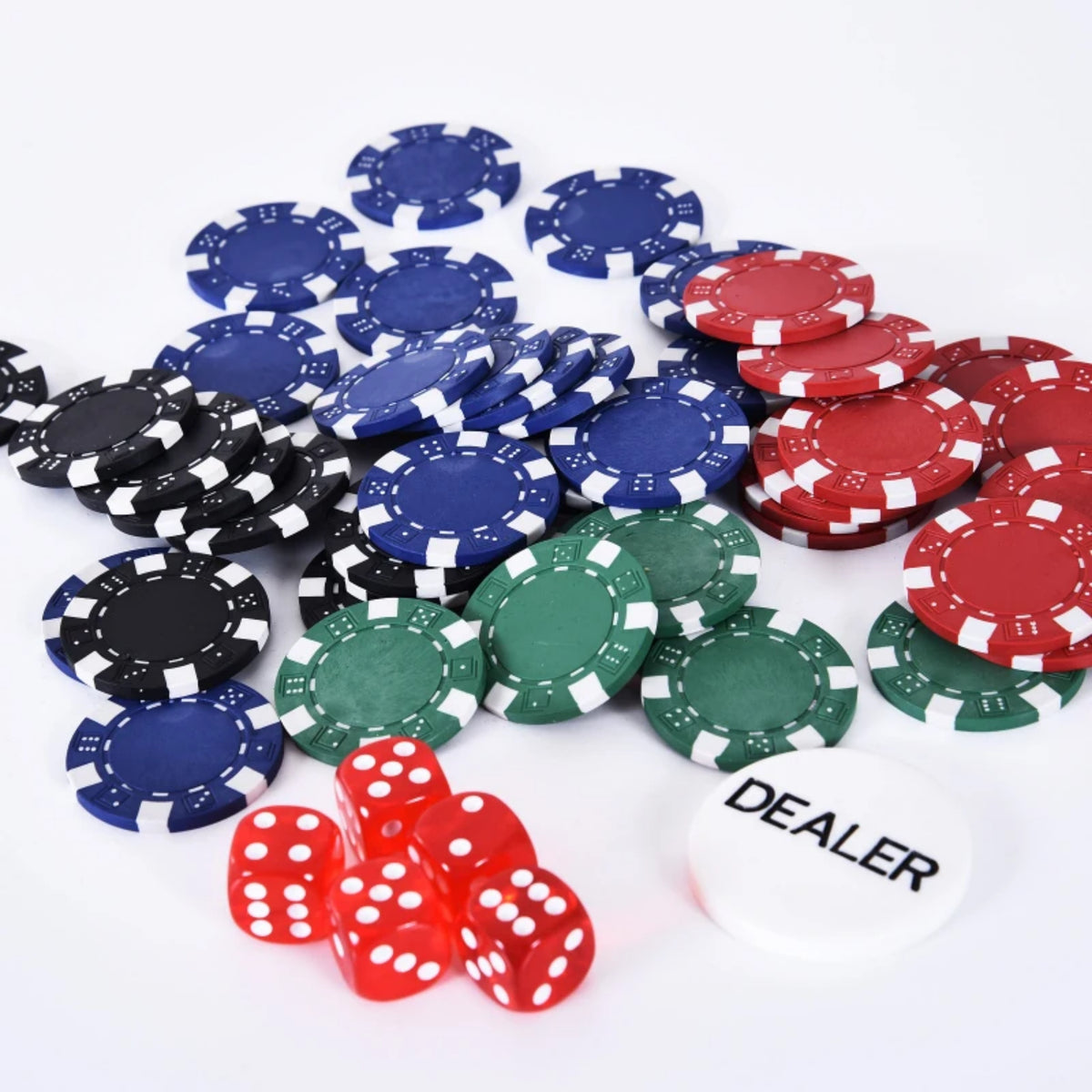 200 Striped Poker Chip Set with Aluminum Case, 2 Decks, Dice and Dealer Button