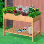 Outsunny 43x18x30in Raised Garden Bed with 8 Pockets and Shelf