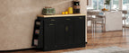 TREXM Multi-Functional Storage Sideboard, Trash Can Storage, Black