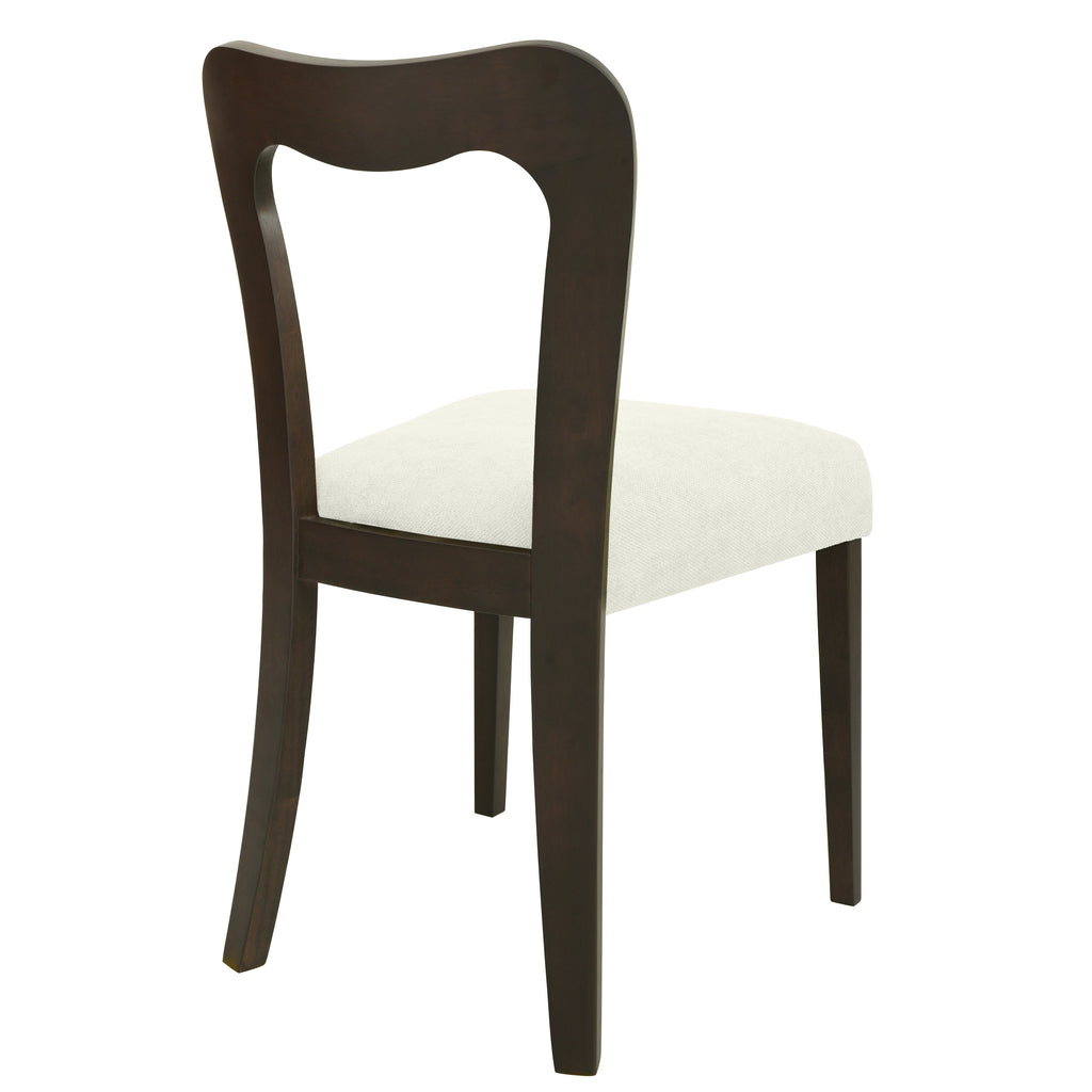 Dining Chair Without Arm Set of 2 - Dark Brown and Beige
