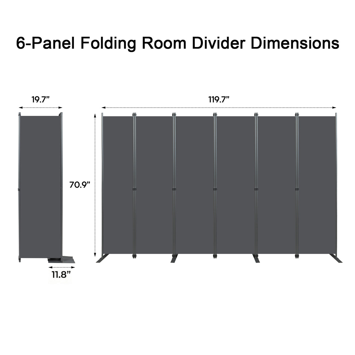Room Divider 6-Panel - Black