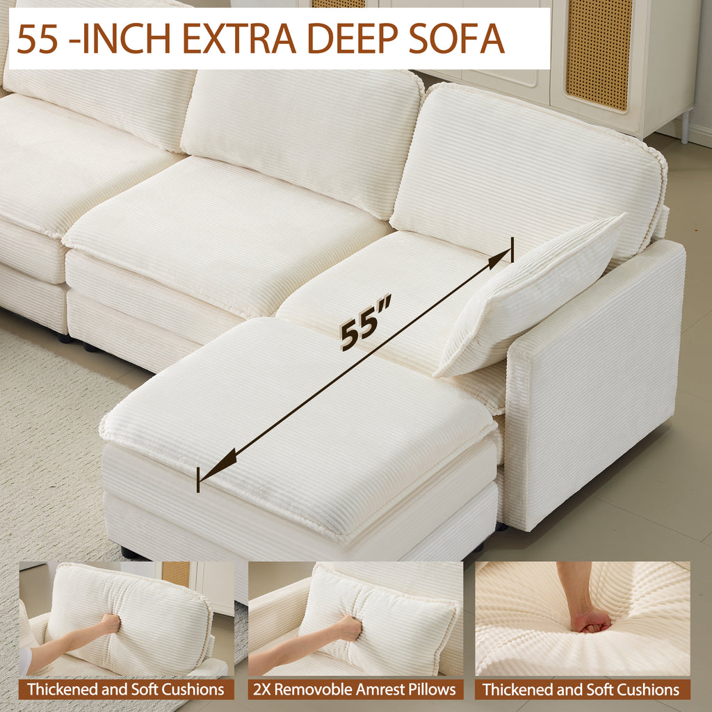 136" Plush Cloud 3-Seater Sofa