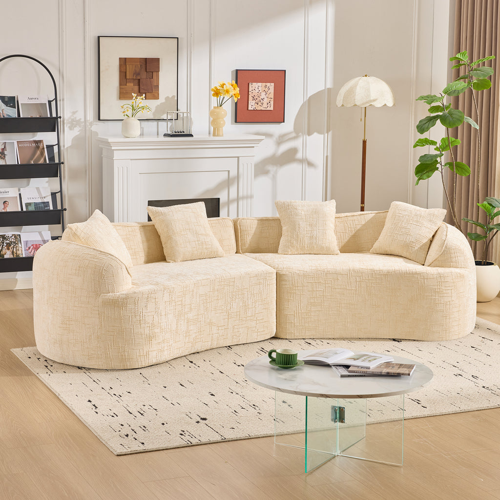 Beige Curved Compressed Sofa