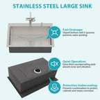 33" Drop-in Kitchen Sink with Pull-out Faucet and Soap Dispenser