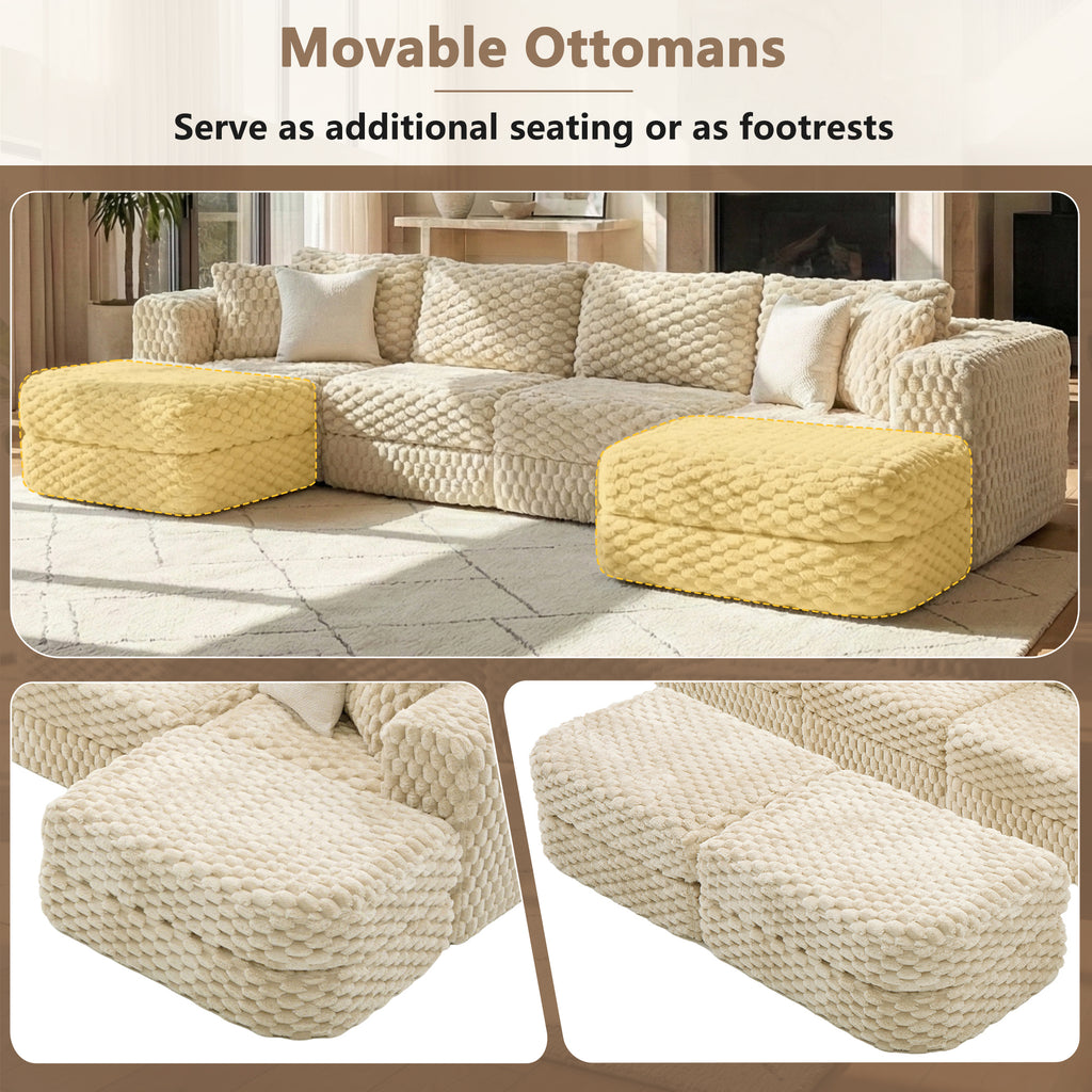 Modular Sectional Sofa 135.4" - Boneless Couch with Ottomans