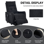 Black Chenille Single Motor Power Lift Recliner Chair
