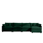 Corduroy Sofa - Modern Upholstered 4 Seater with Footstool