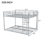 Full Over Full Metal Bunk Bed with Ladder in Silver