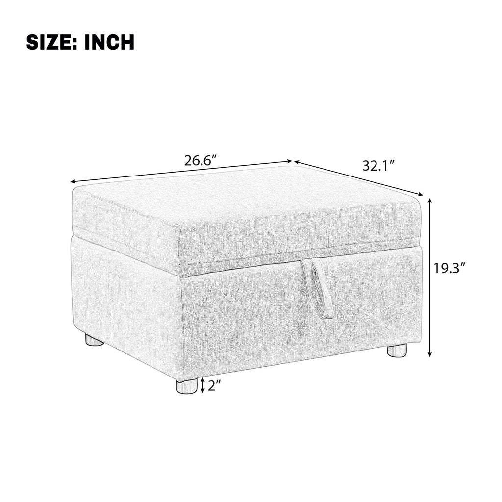 Movable Storage Ottoman - 26.6" Chenille Footrest
