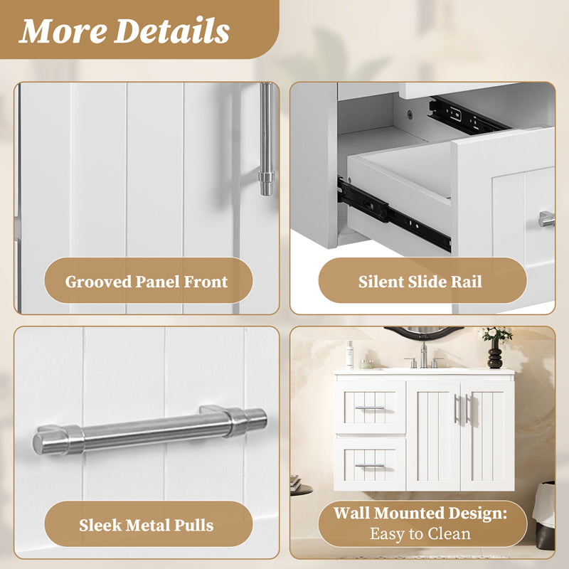 Modern 36" Wall Mounted Bathroom Vanity