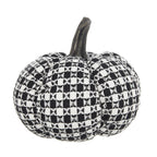 Set of 2 Fabric Black-White Plaid Pumpkin Decor