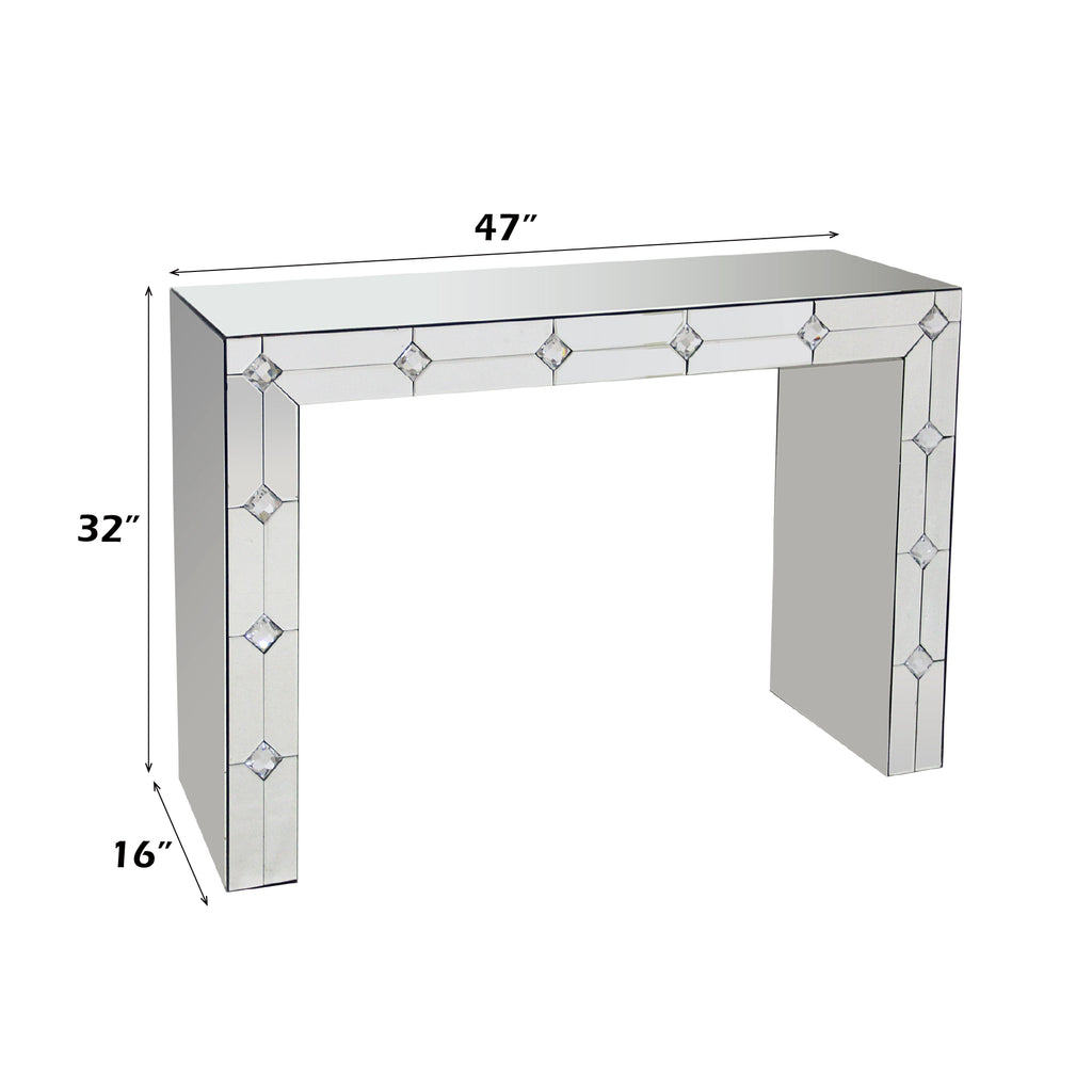 Hessa Mirrored & Faux Rhinestone Console Table