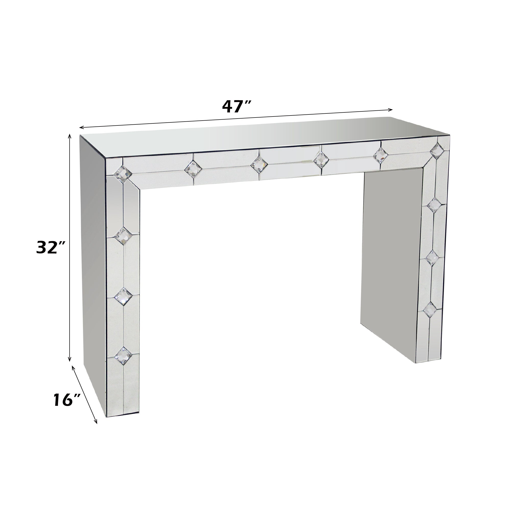 Hessa Mirrored & Faux Rhinestone Console Table