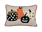 Halloween Pumpkin Embroidered Throw Pillow – Spooky Polka Dot