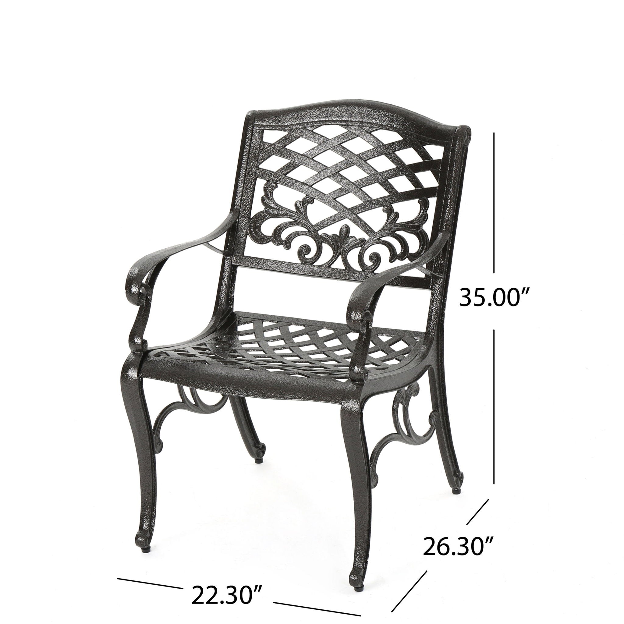 Luminea Outdoor Aluminum Dining Chair with Scroll Design