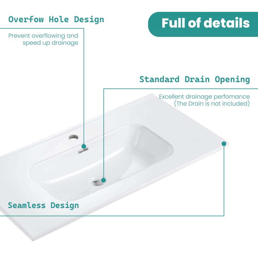 Glossy White Ceramic Sink