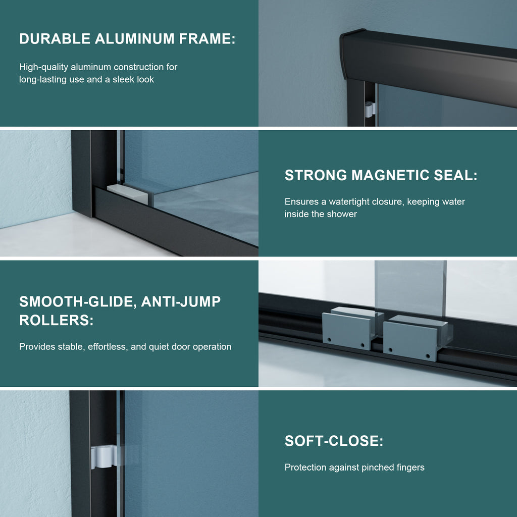 48"W x 76"H Double Sliding Glass Shower Door