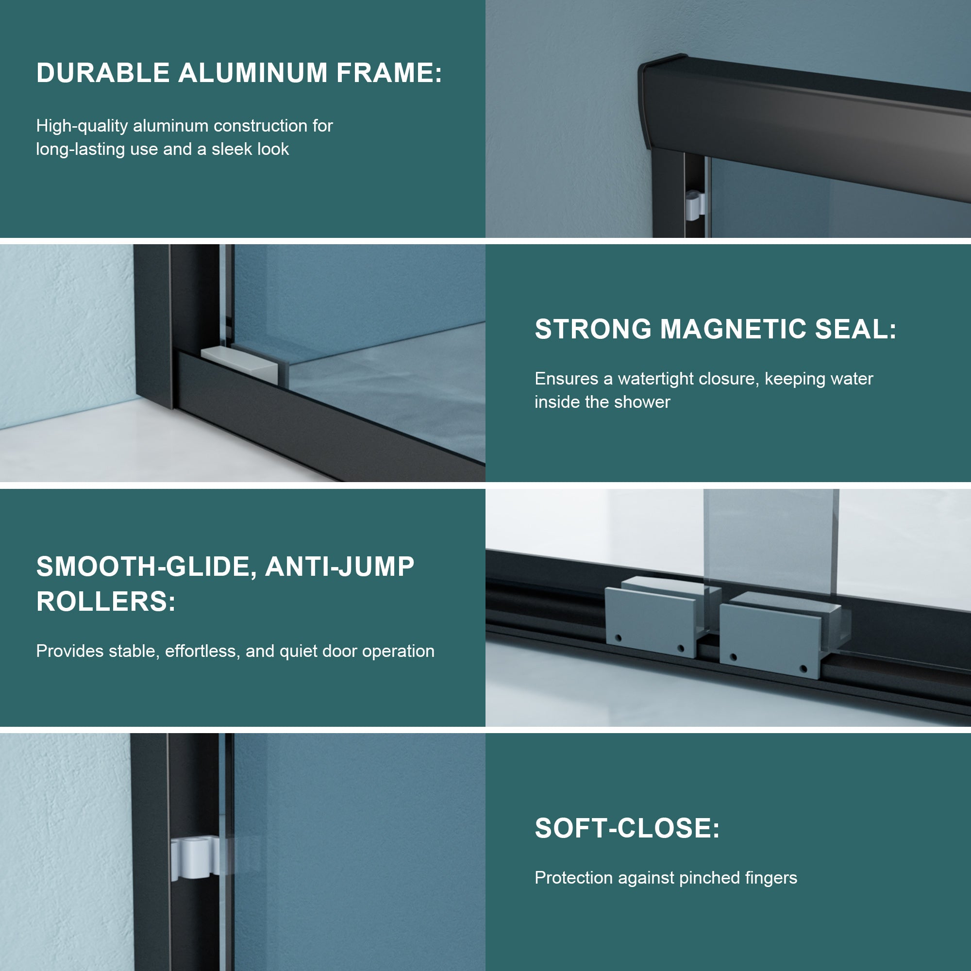 48"W x 76"H Double Sliding Glass Shower Door