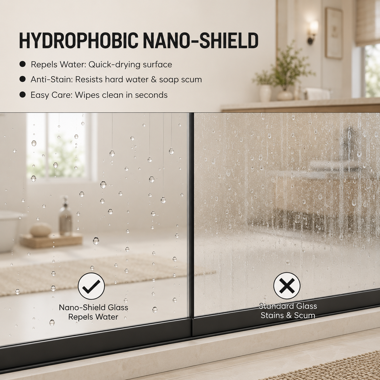 Framed Double Sliding Shower Door - 44-48" W x 76" H