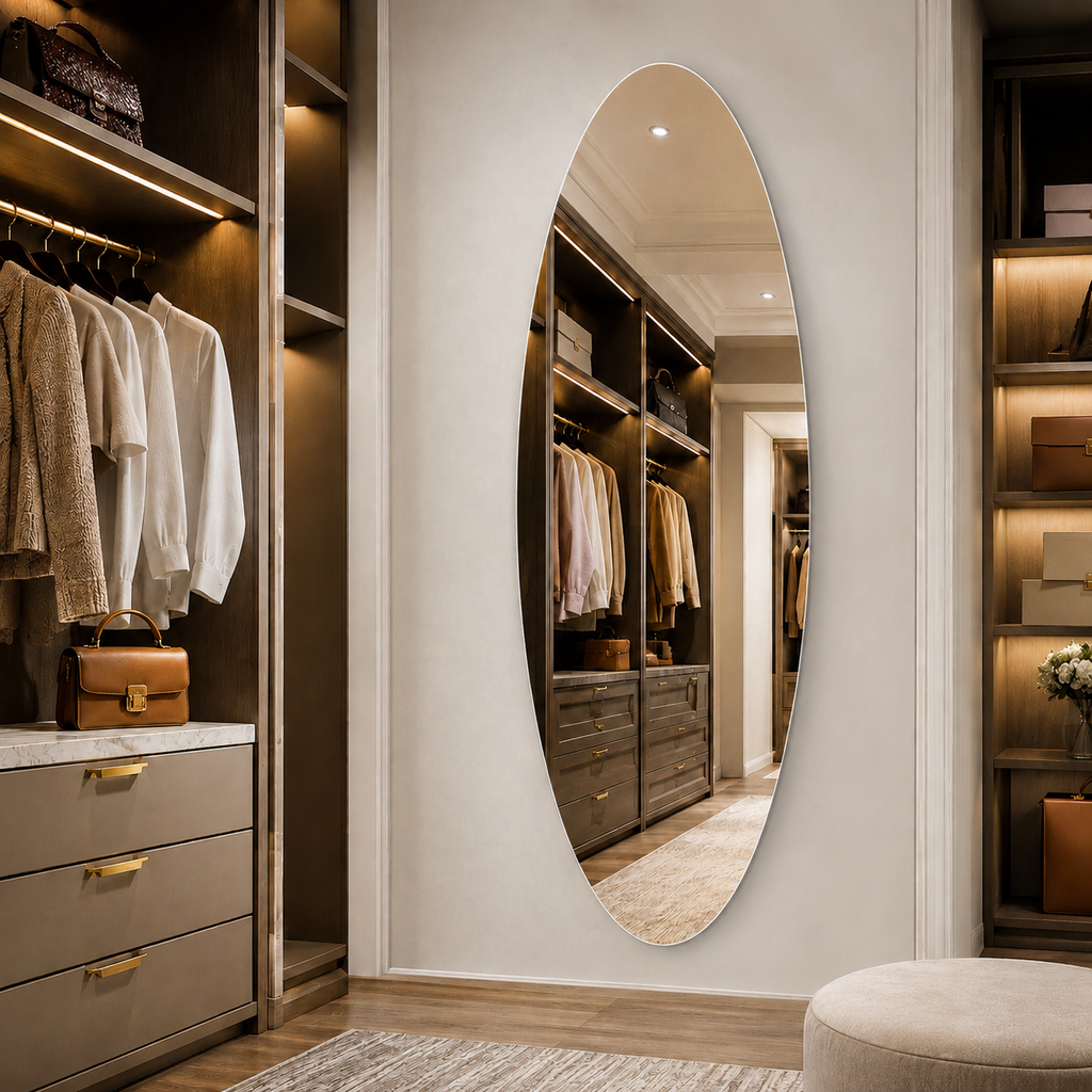 65" x 21" Modern Oval Full Length Wall Mirror