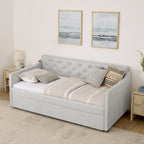 Twin Size Upholstery Daybed with Pop-up Trundle & USB Charging