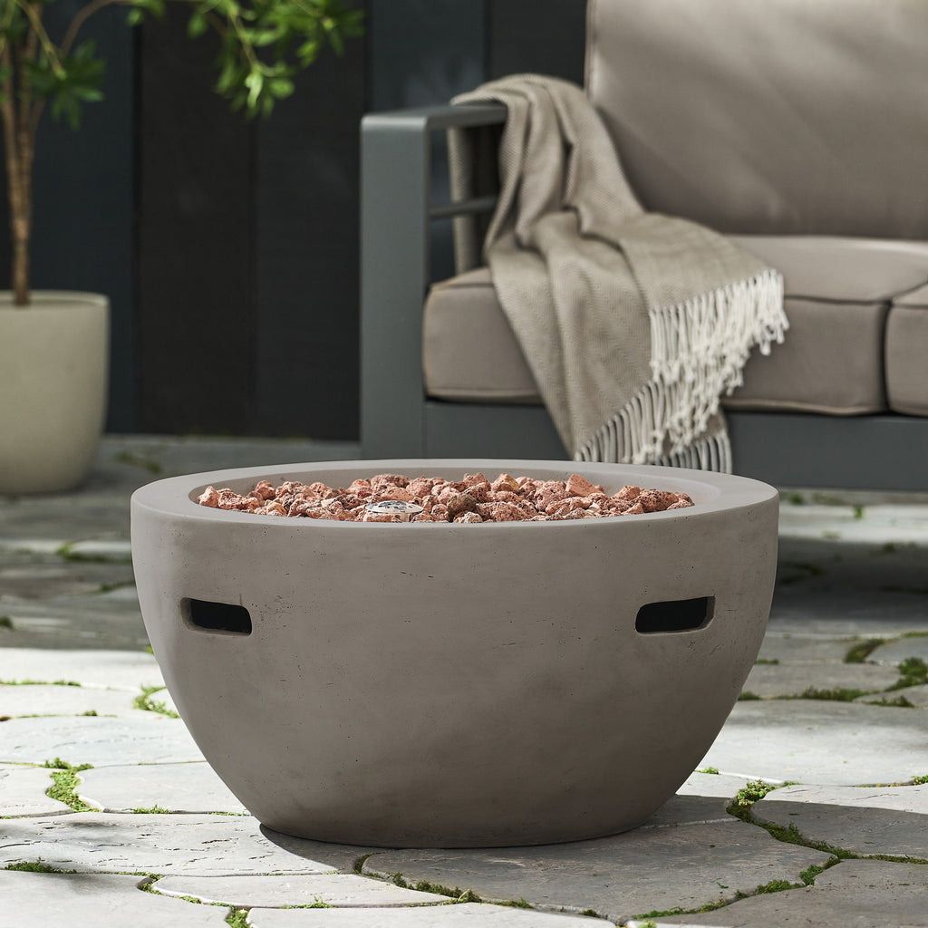 27" Bowl Shaped MGO 40,000 BTU Propane Fire Pit, Light