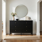 47.2" Wide Black 6-Drawer Fluted Dresser