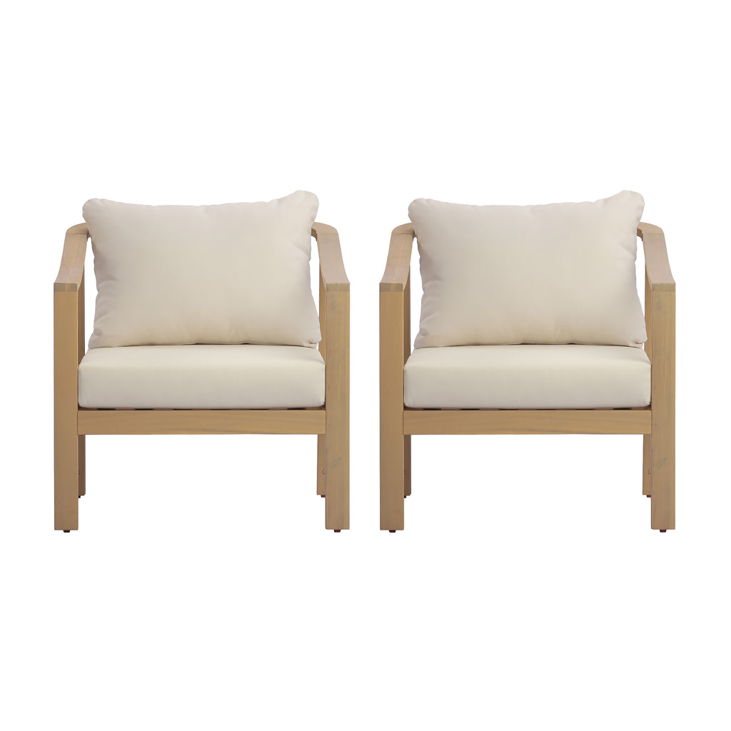 Acacia Wood Patio Furniture Club Chair Set (2)