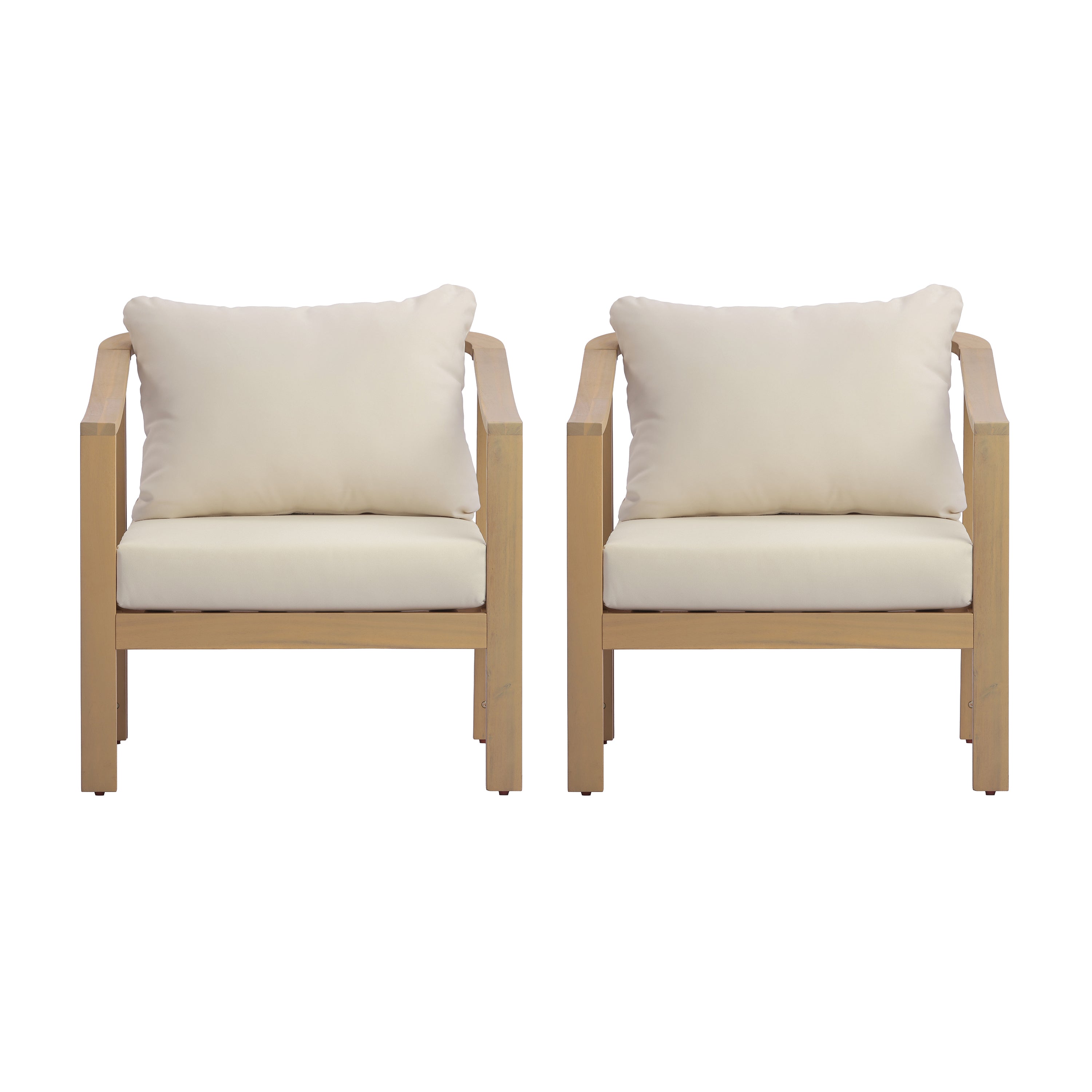 Acacia Wood Patio Furniture Club Chair Set (2)