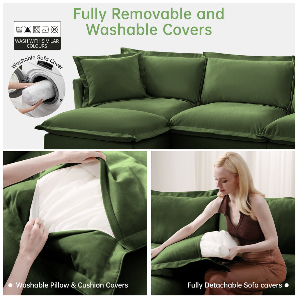 Modern Slipcovered 2-Seat Sofa Couches for Living Room