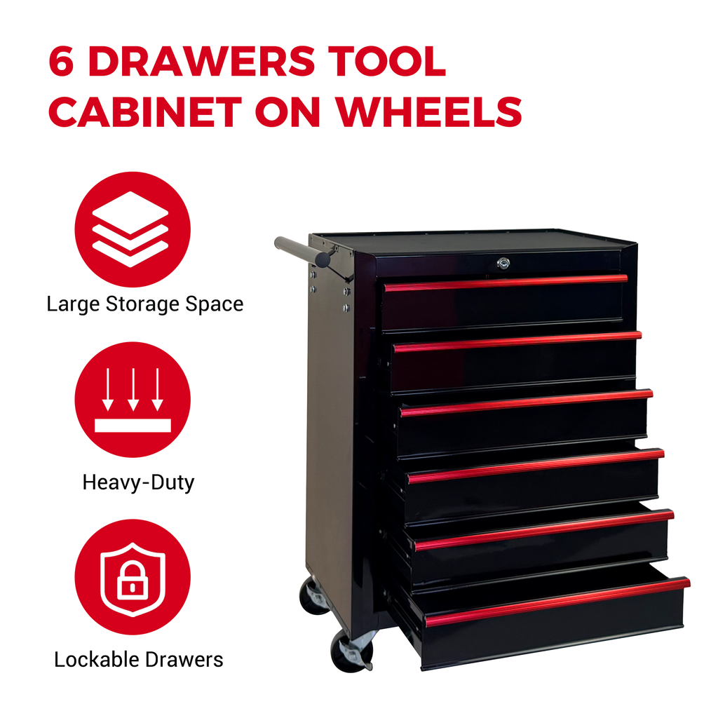 Rolling Metal Tool Chest with 6 Drawers
