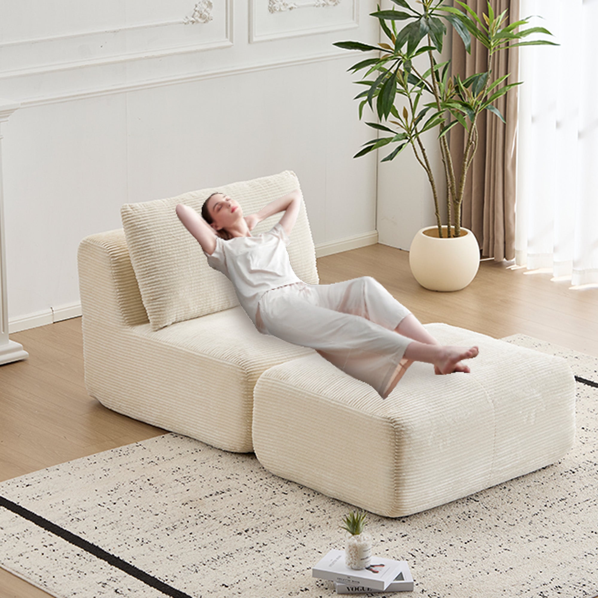 Modern Memory Foam Compressed Sofa with Chaise Longue