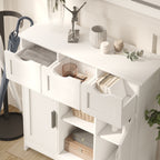 Wooden Floor Cabinet with Drawers and Shelves