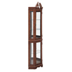 Walnut Corner Curio Cabinet with Lights