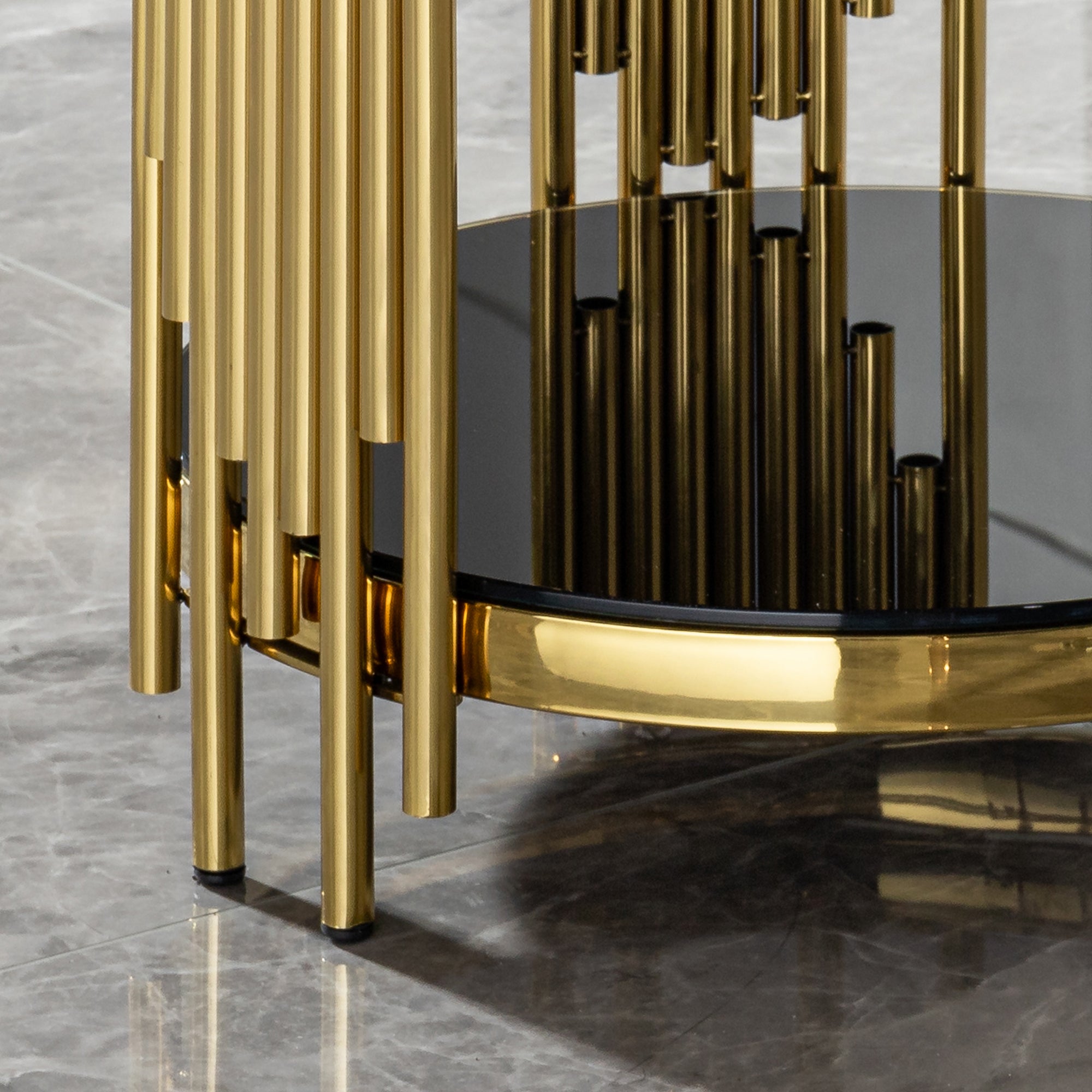 Luxury Round End Table with 2-Tier