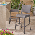 29" Outdoors PE Rattan Armless Barstools, Set of 2