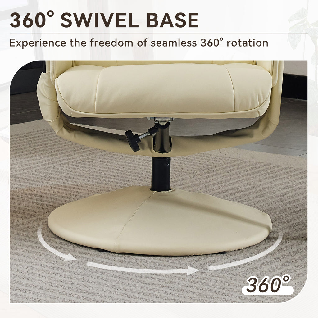 Recliner Chair with Ottoman - 360° Swivel Massage Lounge Chair