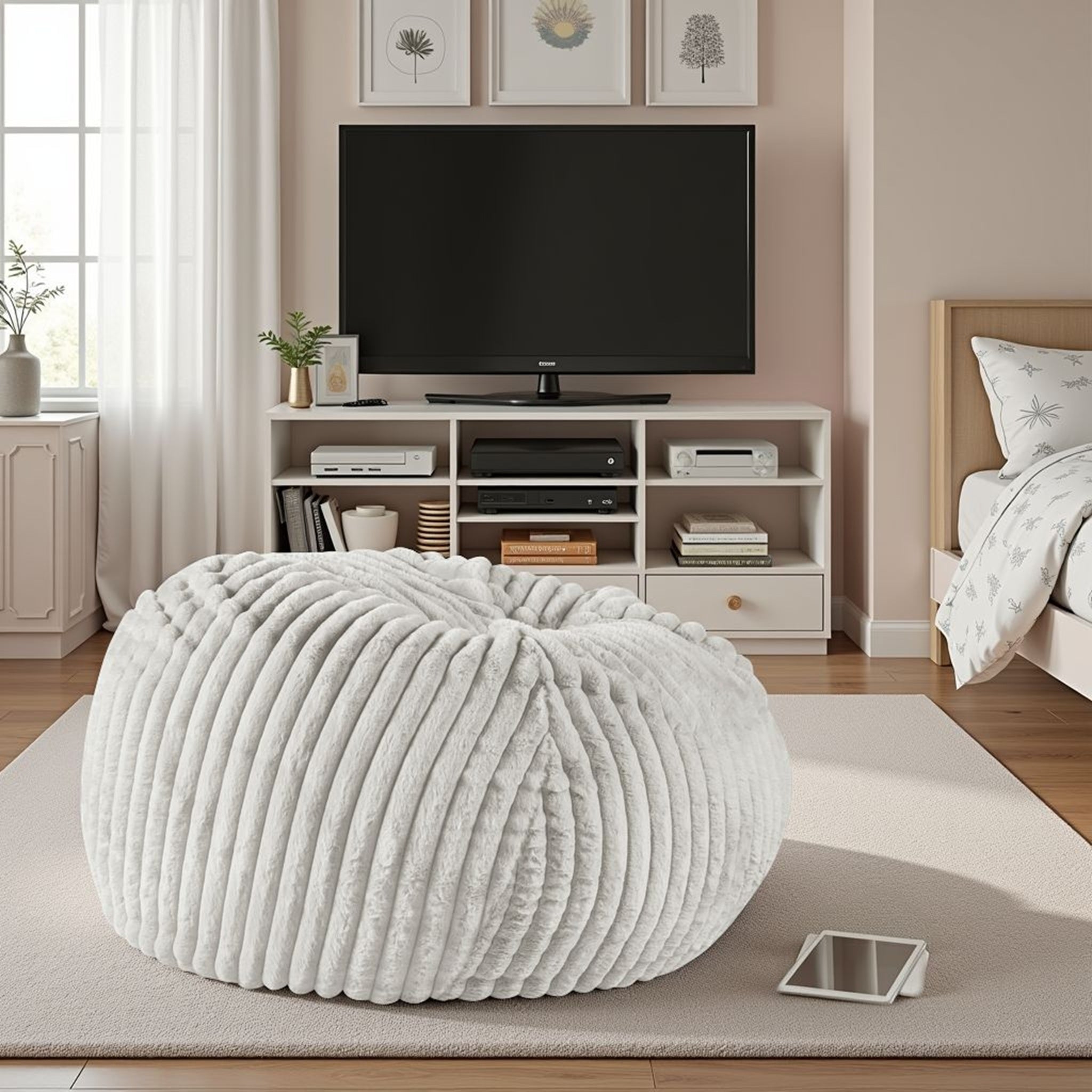 40 Inch Minky Dove Bean Bag Chair
