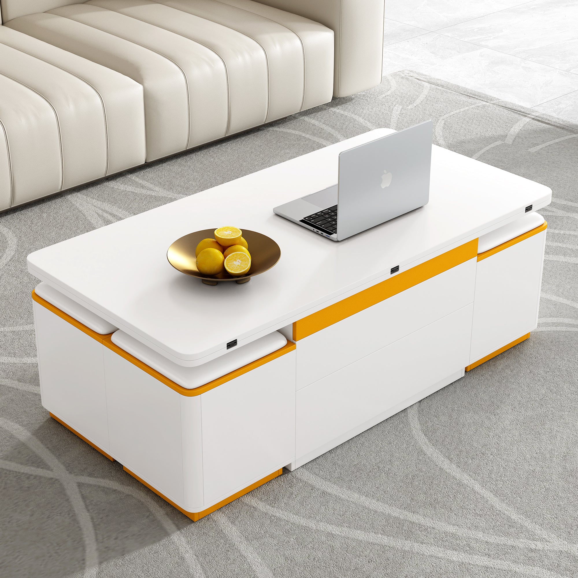 Vibe Haus Lift-Top Coffee Table with Storage Stools