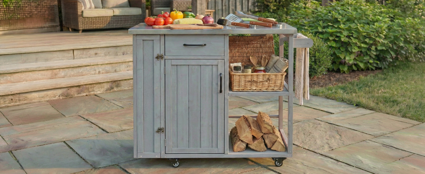 Outdoor Kitchen Island Fir Wood Prep Station