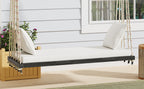 TOPMAX Patio Wooden Swing Chair, Hanging Porch Swing Bench