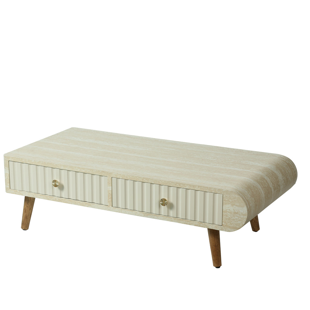 Coffee Table with Veneered Faux Marble Tabletop