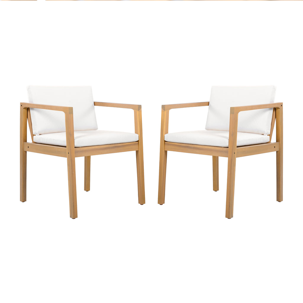 Outdoor Dining Chairs Set of 2 with Acacia Wood Frame