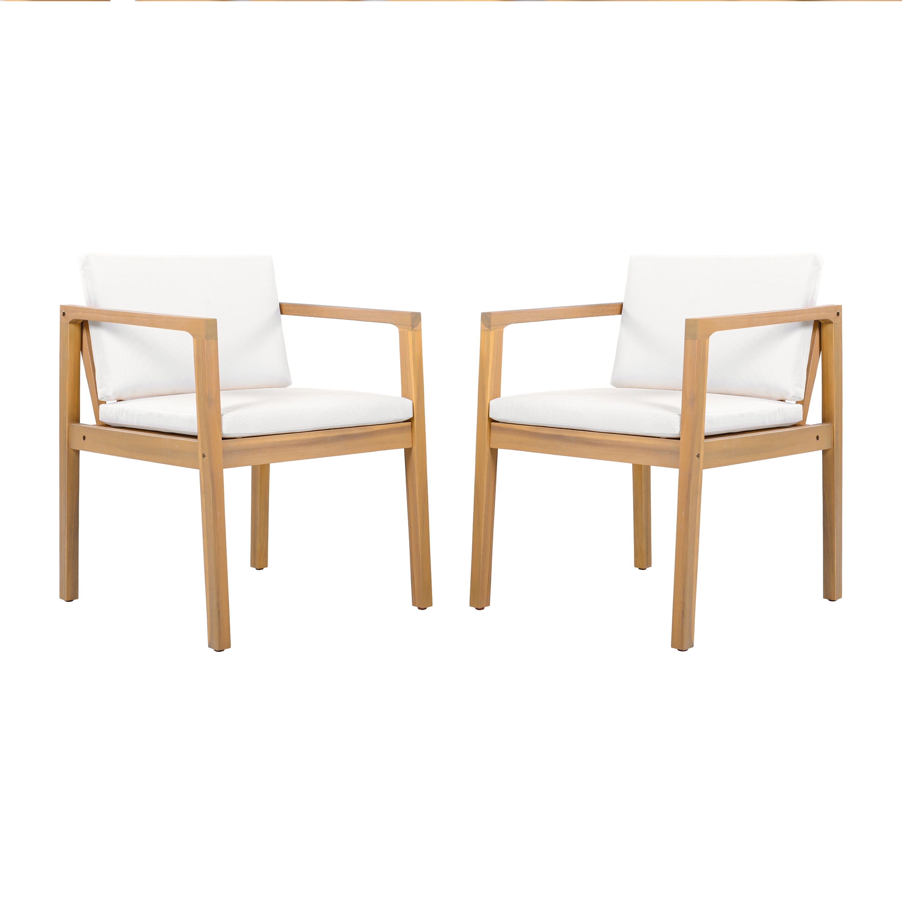 Outdoor Dining Chairs Set of 2 with Acacia Wood Frame