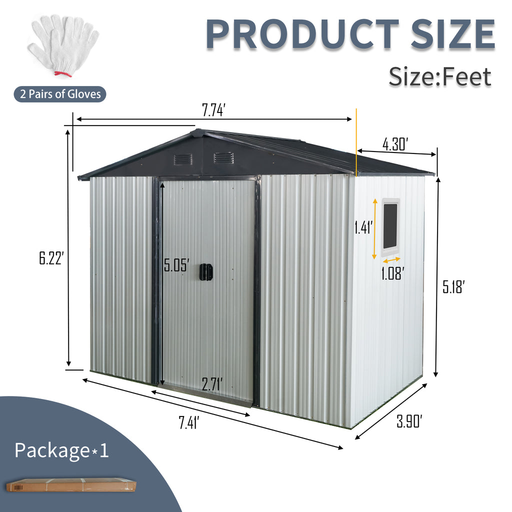 8ft x 4ft Outdoor Metal Storage Shed with Window