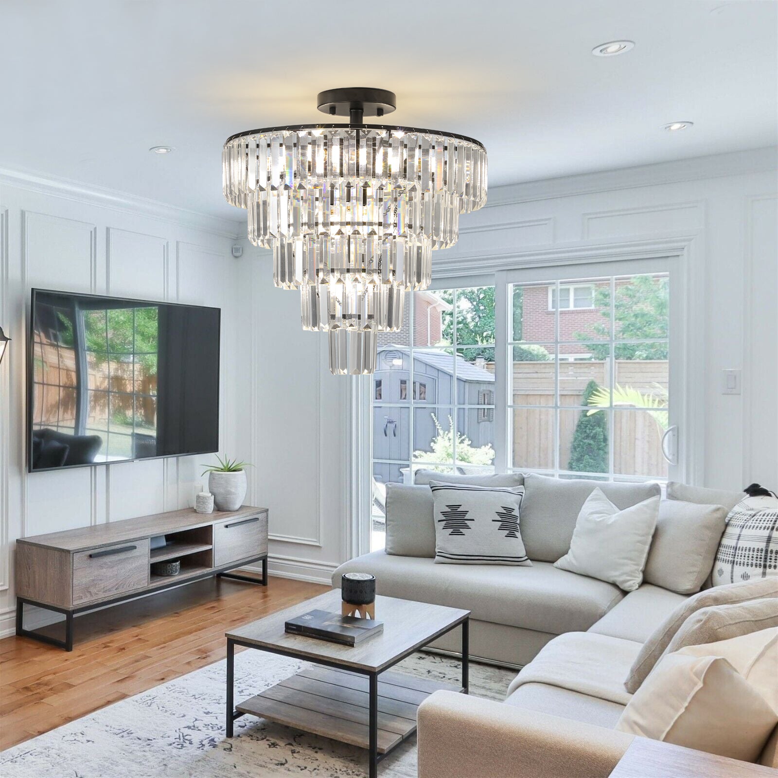 20" Black Crystal Chandelier