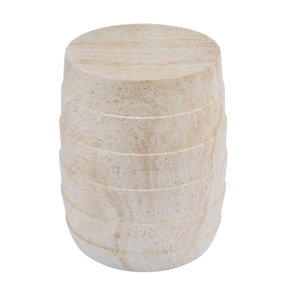 Modern Cylindrical Travertine-Look MGO Outdoor Side Table