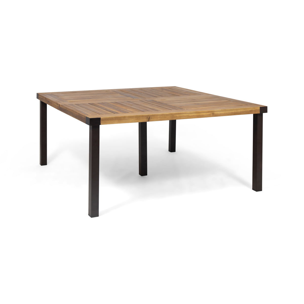9-Piece Acacia Wood Outdoor Patio Dining Set, 64-Inch Square Table with 8 Chairs, Teak
