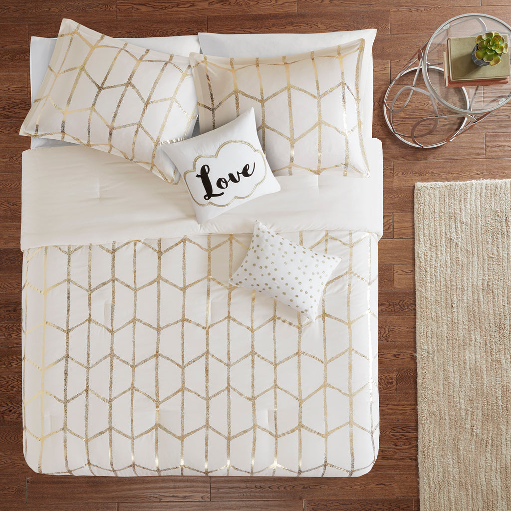 5-Piece Full/Queen 100% Polyester Brushed Printed Comforter Set